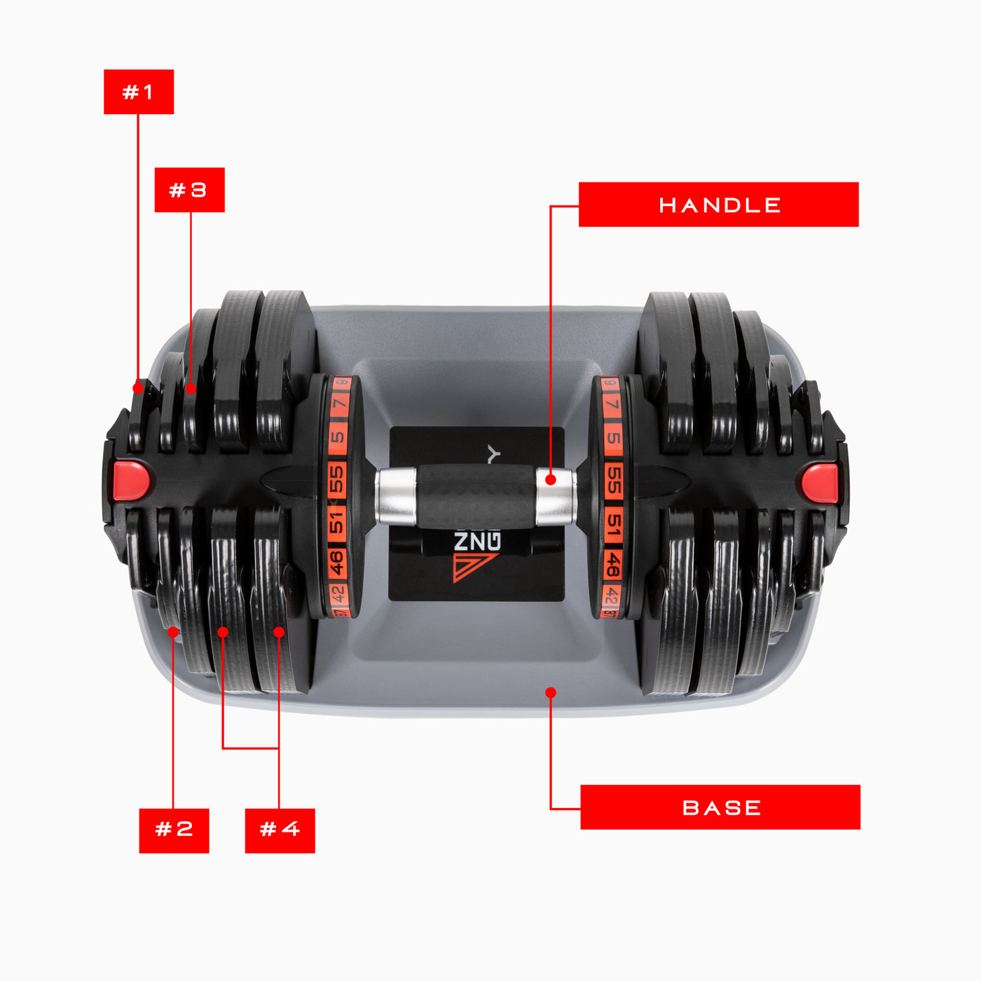 PowerDyne Adjustable 55lbs Dumbbell Parts - Coal