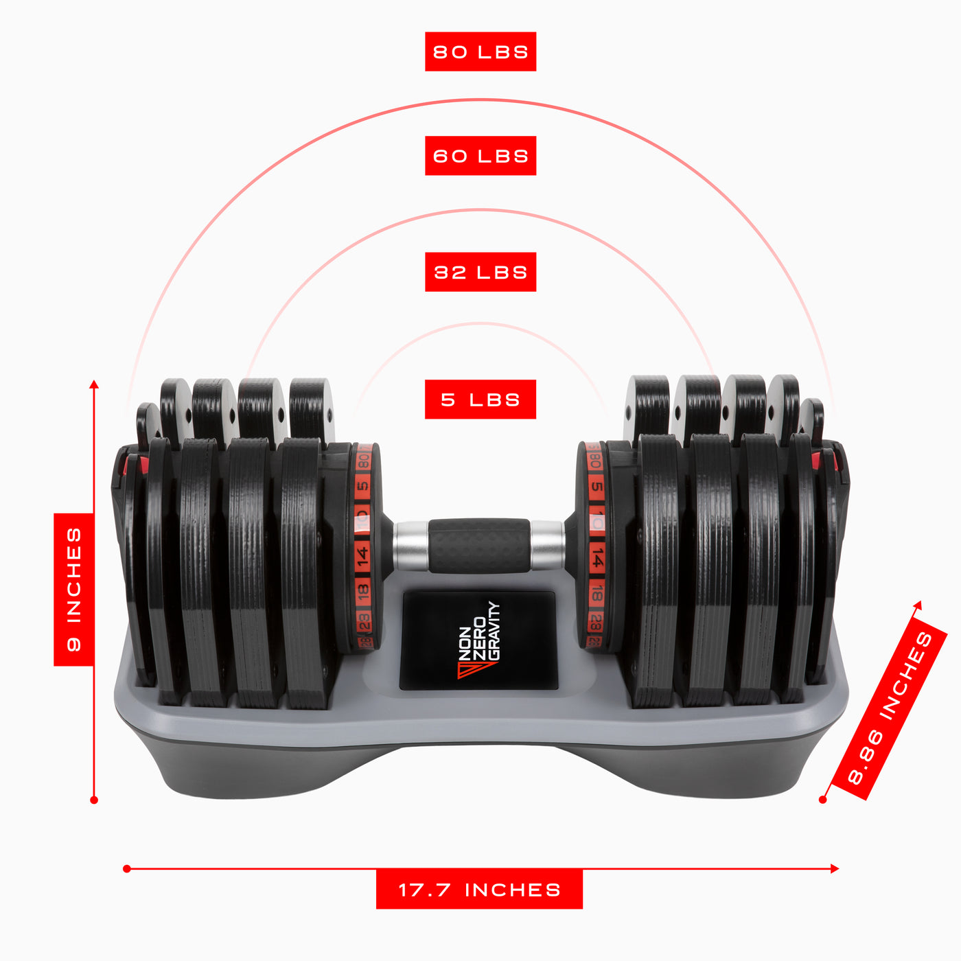 PowerDyne Adjustable Dumbbell Weight - Lift Up To 160lbs At-Home Strength Training