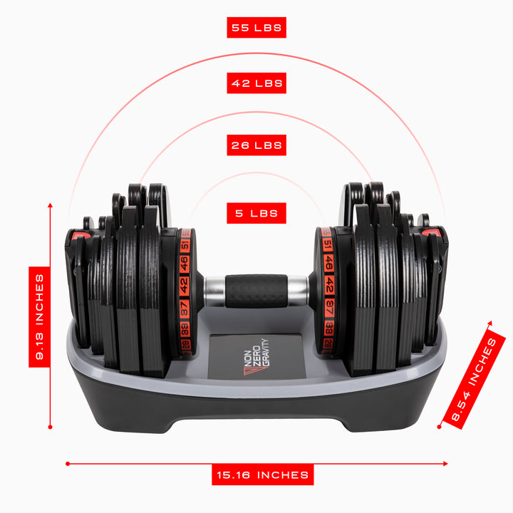 PowerDyne Adjustable 55lbs Dumbbell - Coal (Pair PowerDyne Adjustable 55lbs Dumbbell - Coal (Pair