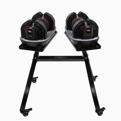 PowerDyne Adjustable Dumbbell Weight - Lift Up To 110lbs with At-Home Strength Training Equipment Combo