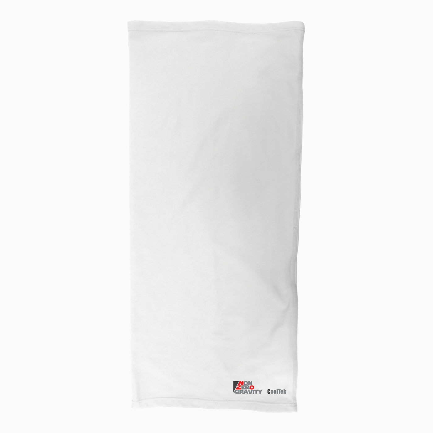 a white spandex athletic neck gaiter to mask and protect your face