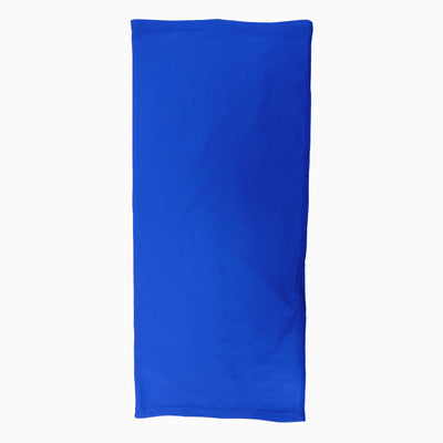 a royal blue spandex neck gaiter to mask and protect your face