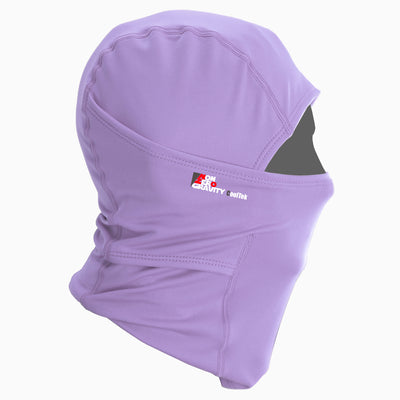 a lavender spandex balaclava to mask and protect your face