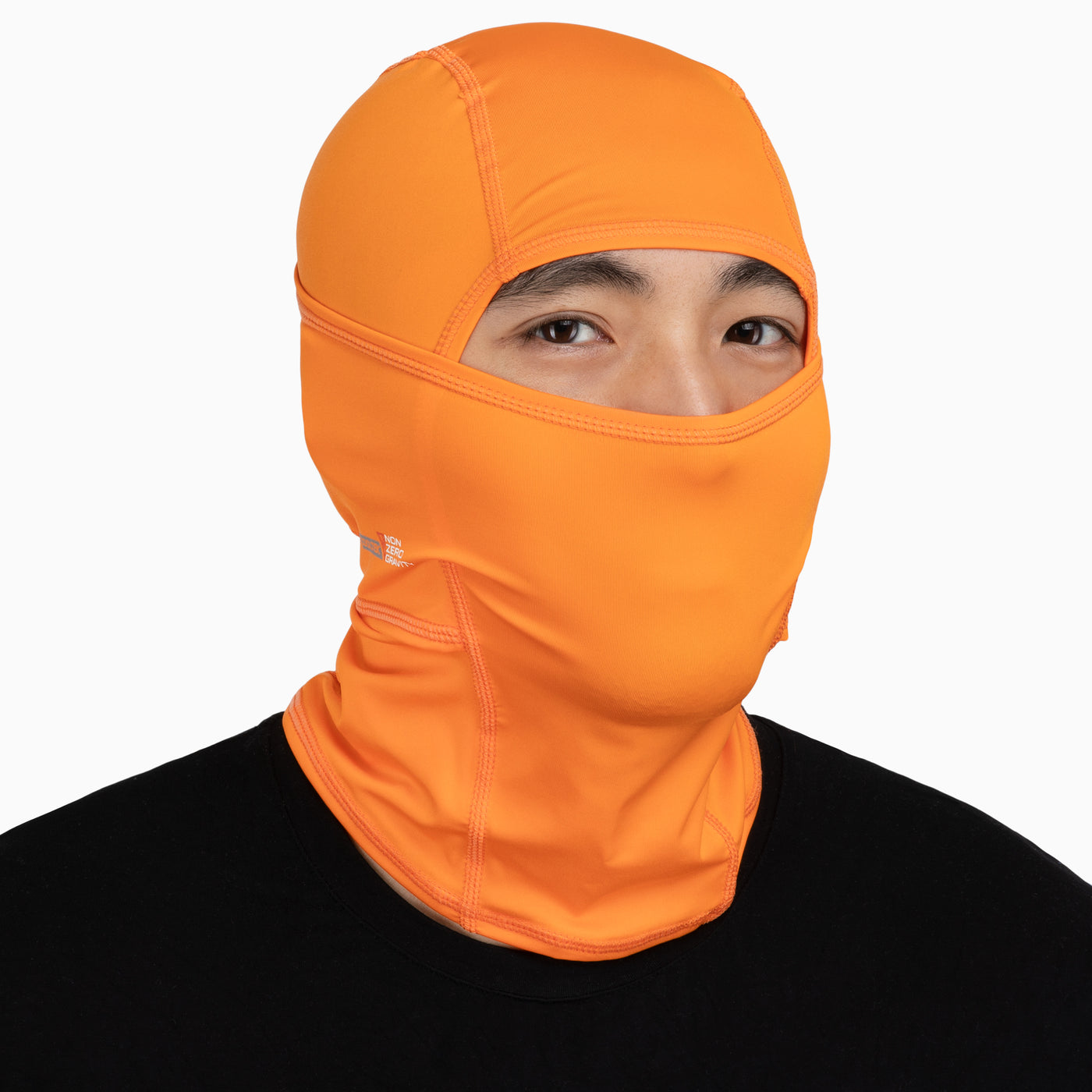 an orange spandex balaclava to mask and protect your face