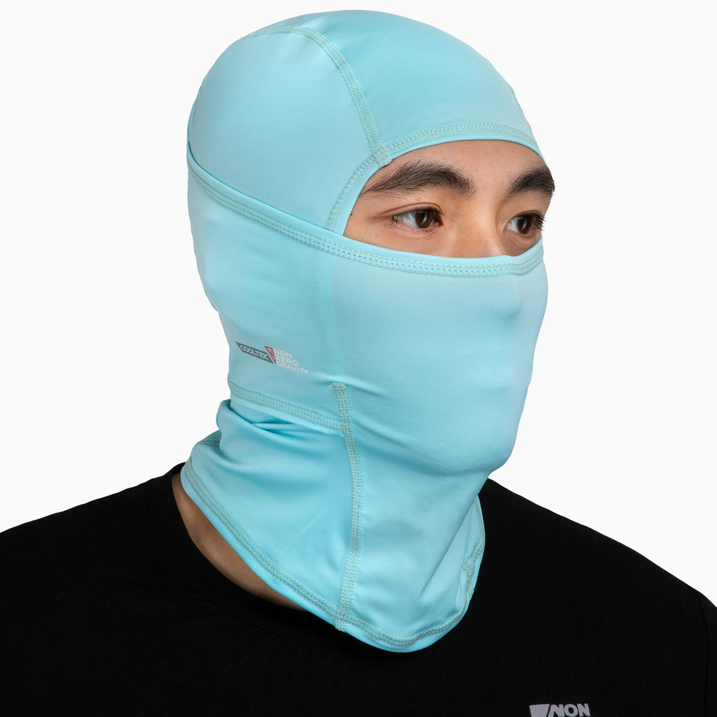 a light blue spandex balaclava to mask and protect your face