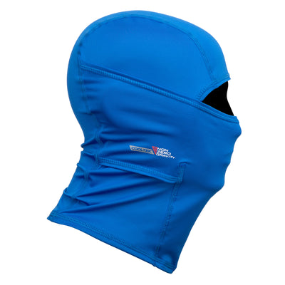 a royal blue spandex athletic balaclava to mask and protect your face