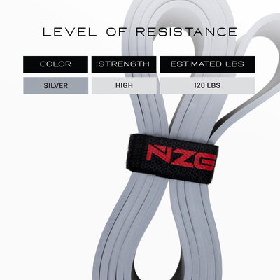 NonZero Gravity 100% Natural Rubber Power Resistance Band High-Intensity Silver 120 LBS (Single)