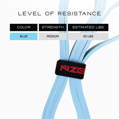 NonZero Gravity 100% Natural Rubber Power Resistance Bands Medium-Intensity Blue 50 LBS (Set of 2)