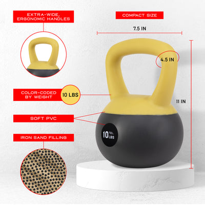 NonZero 4-piece Beginner Iron Sand Kettlebell Set Shock-Proof Weights with soft base, sturdy two-hand grip & iron sand filling for workouts 