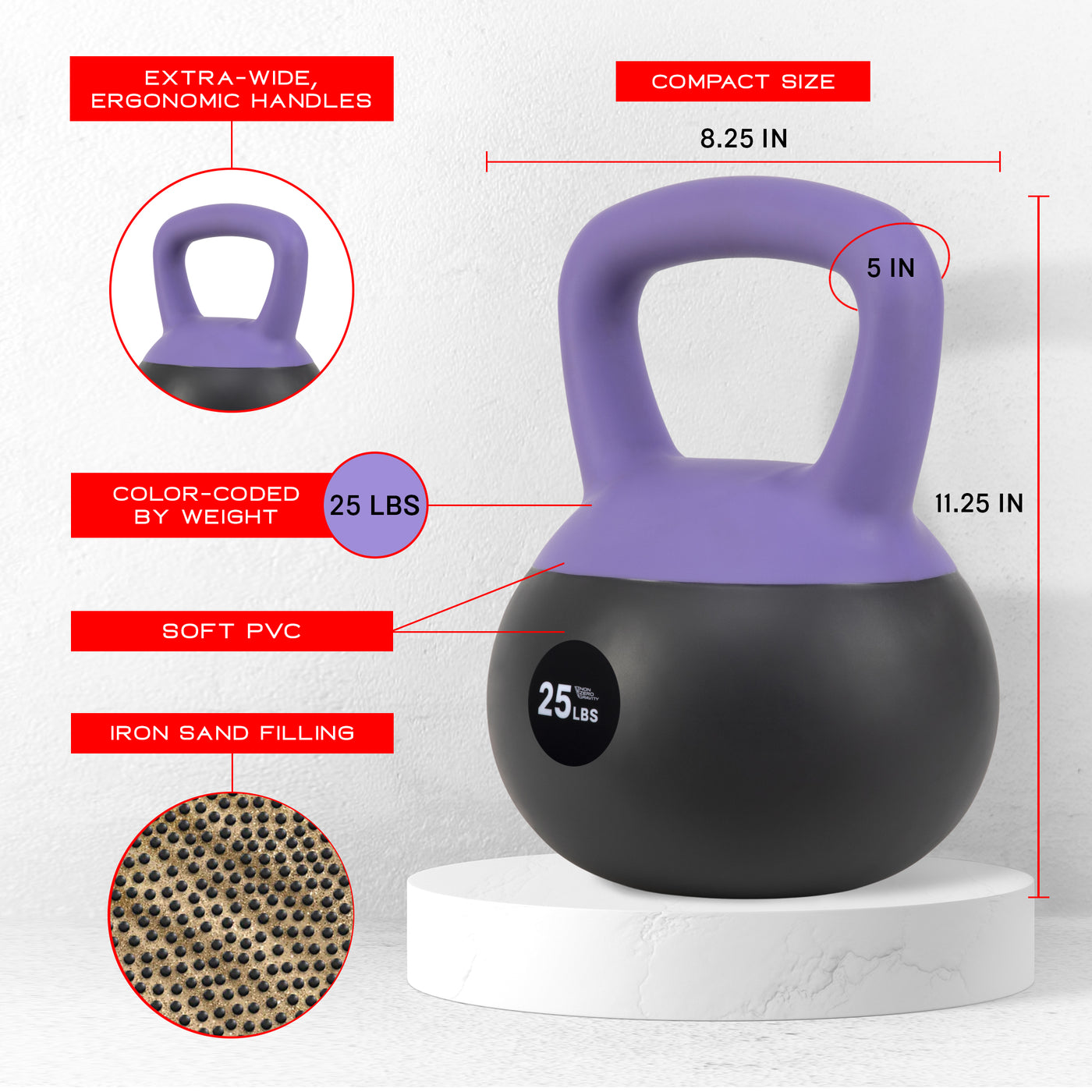 25lb Iron Sand Soft Kettlebell