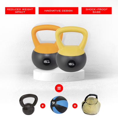 10lb and 15lb Iron Sand Soft Kettlebell Set