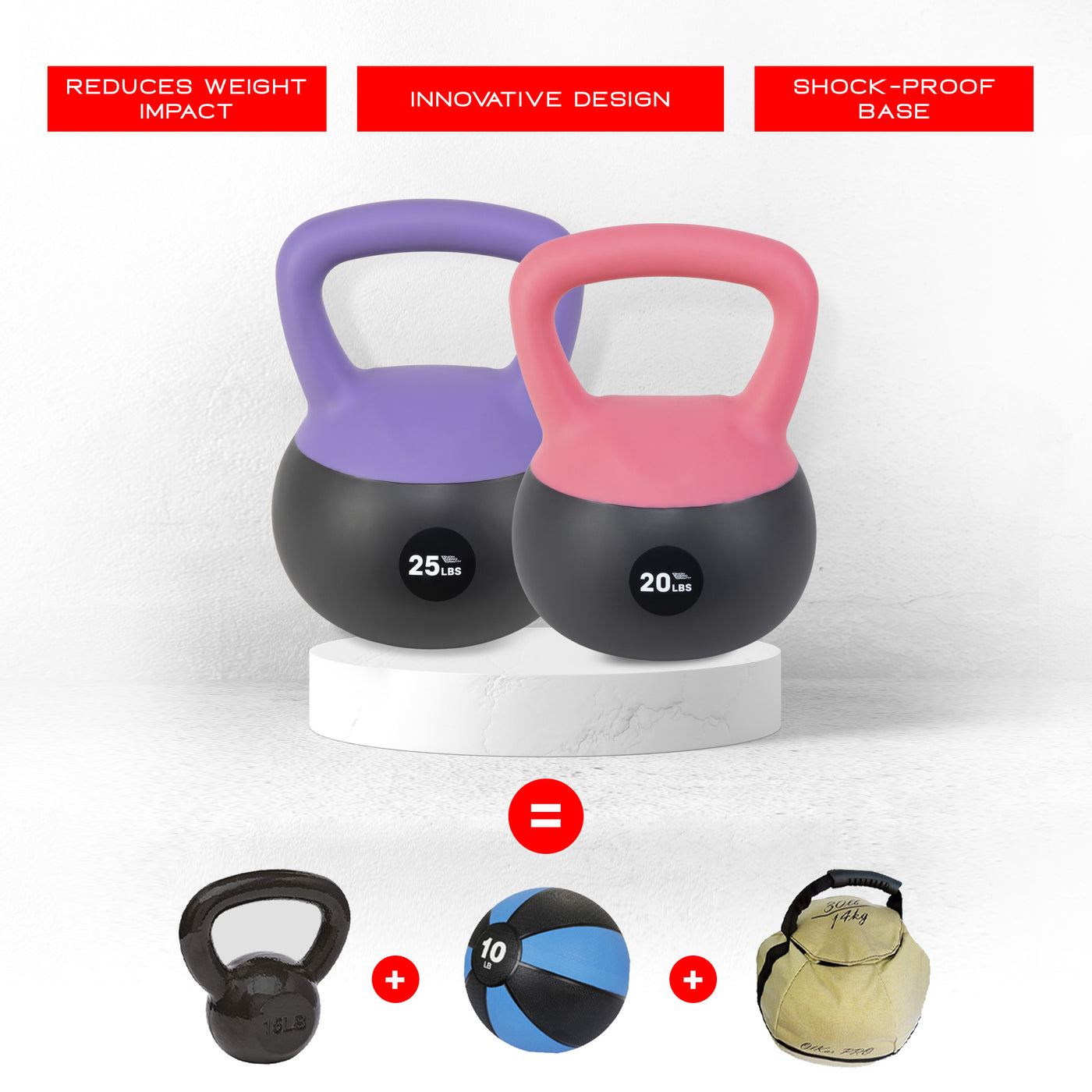 20lb and 25lb Iron Sand Soft Kettlebell Set