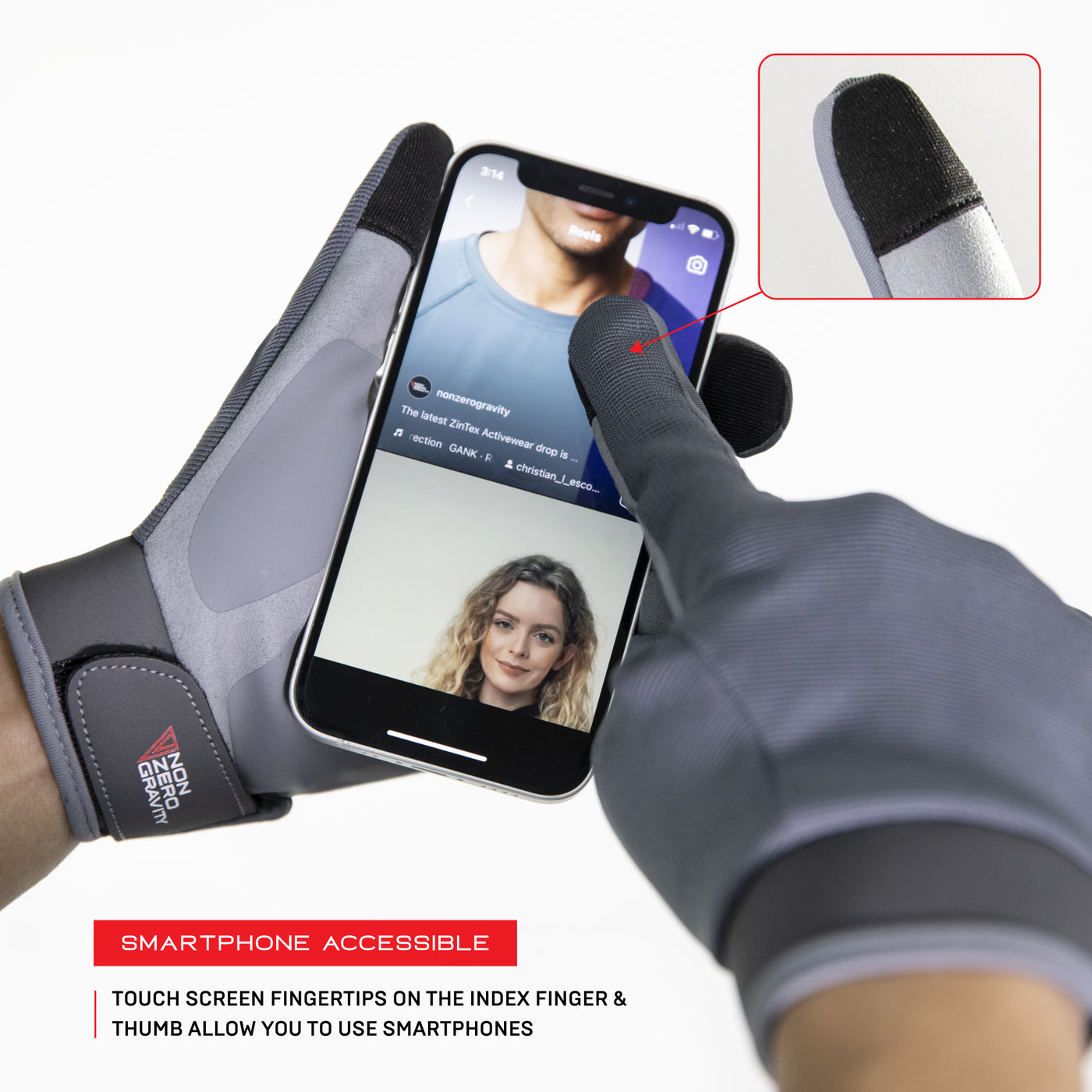 NonZero Gravity Tech-Touch Antimicrobial Germ-Proof Odor-Proof Anti-Slip Full Finger Fitness Gloves for Outdoors Gym 