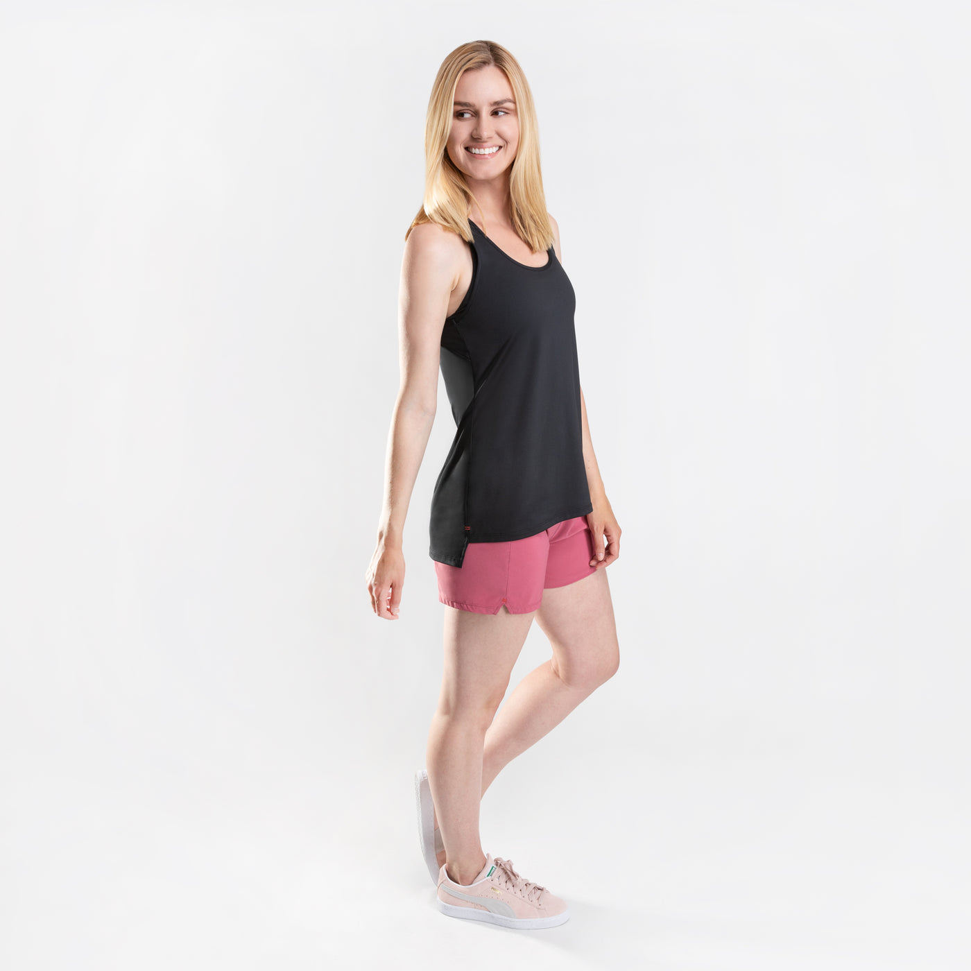 NonZero Gravity Women’s ZinTex Racerback Tank made with Super Stretch Polyester & Spandex in Coal 