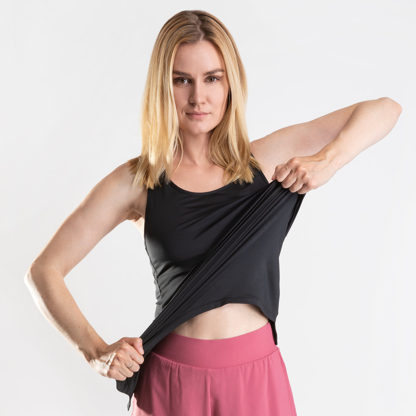 NonZero Gravity Women’s ZinTex Racerback Tank made with Super Stretch Polyester & Spandex in Coal 