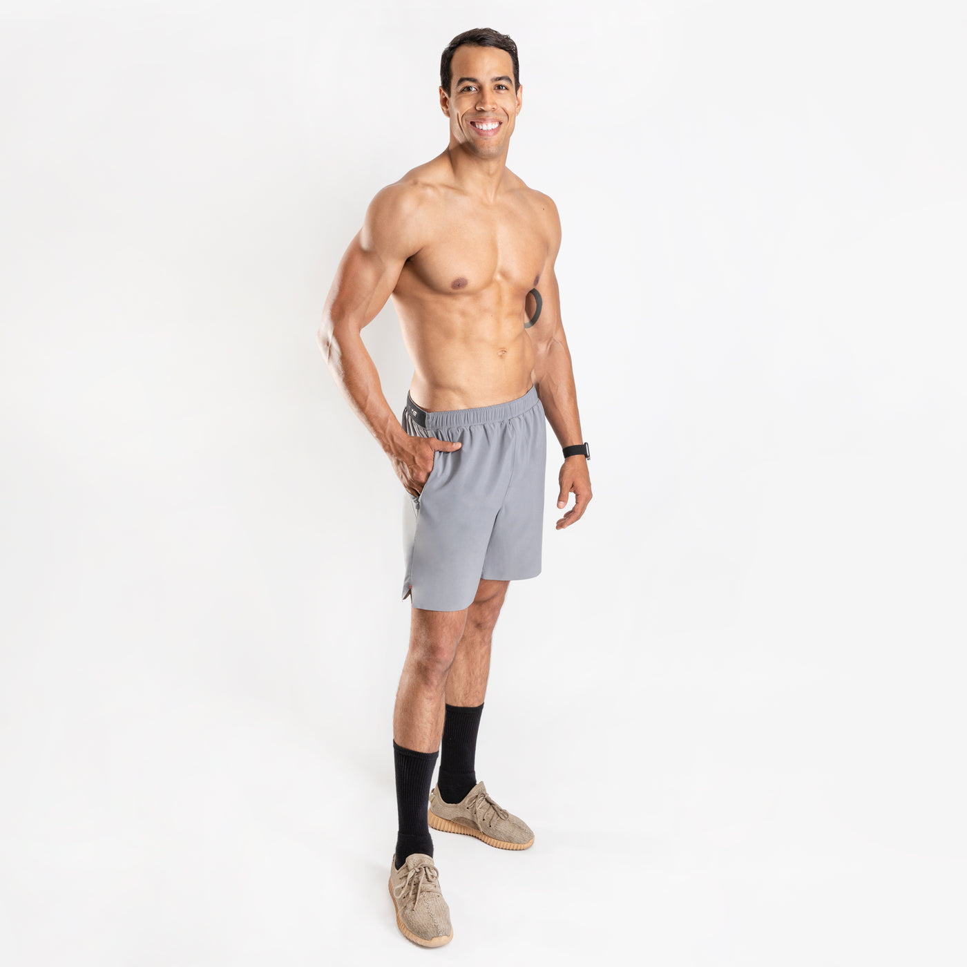 NonZero Gravity Men’s ZinTex Eco Running Shorts made with Recycled Polyester & Spandex in Concrete