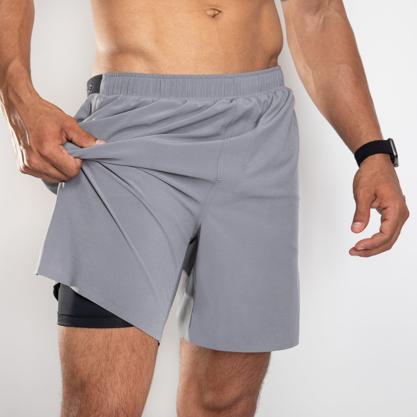 NonZero Gravity Men’s ZinTex Eco Running Shorts with Lining made with Recycled Polyester & Spandex in Concrete
