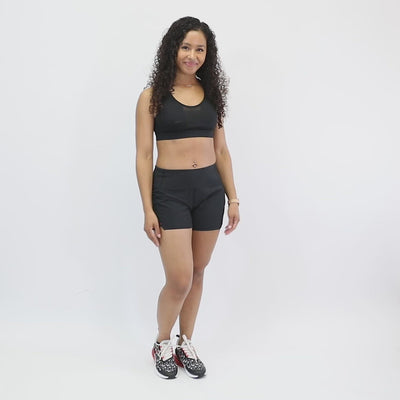 NonZero Gravity Women’s ZinTex Low-Rise Training Shorts made with Recycled Polyester & Spandex in Coal 